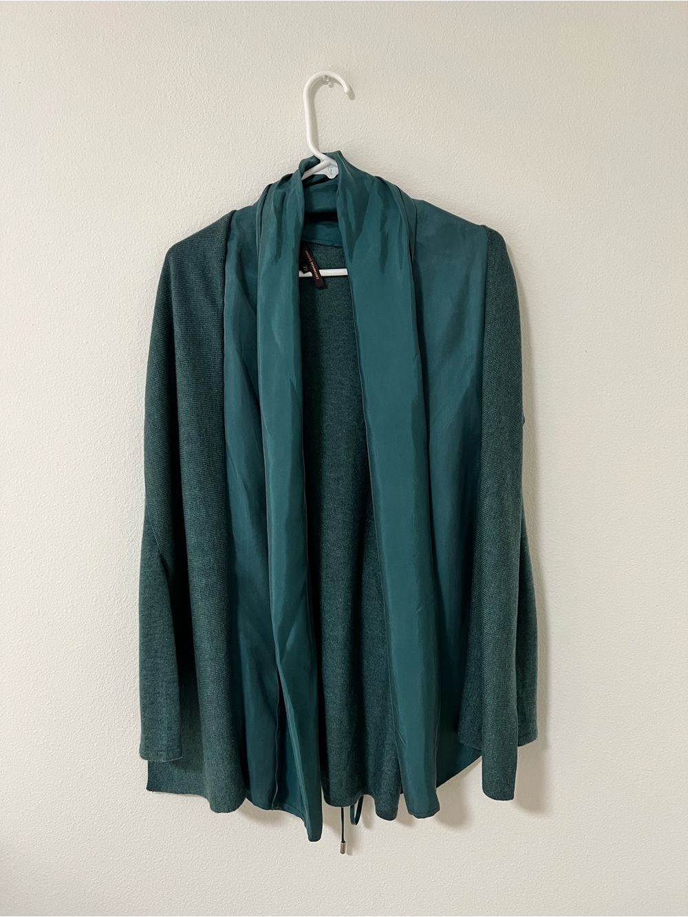 Adolfo Dominguez Dark Teal Draped Open-Front Cardigan